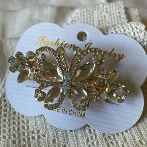 Hair clip barrette crystal butterfly new